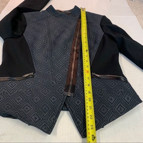 Ellie Tahari Viola' black blazer moto Jacket size 10 - Picture 11 of 15